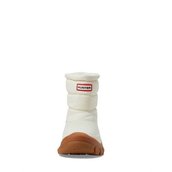 NEW HUNTER women's intrepid short snow boot in white willow/gum - Picture 2 of 5